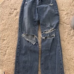 Abercrombie & Fitch Light Blue High-Rise Ankle Straight Jeans